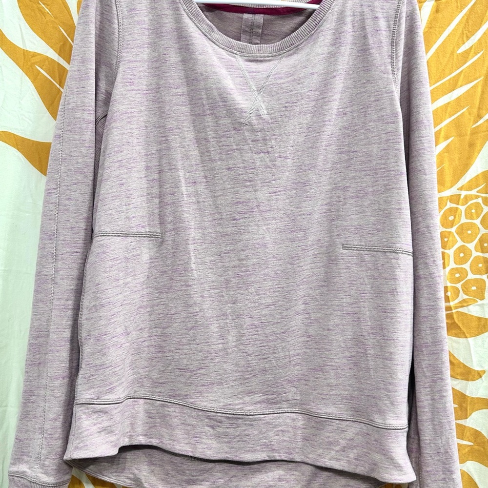 Lululemon Exhalation Pullover II Heathered Marled Mojave Magenta SZ 10